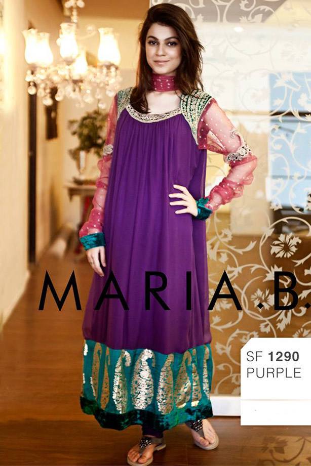 Frock style dresses Pakistani with embroidered net fabric  Nameera by  Farooq