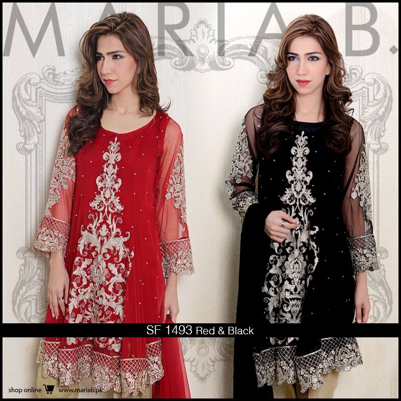 maria b red and black dress party wear dress 2018