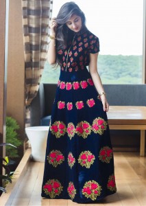 navy-blue-velvet-gown-adorn-in-floral-embroidered-butti-only-on-kalki