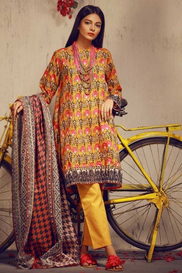 Girl enjoying Pakistani Culture with Yellow Dress Designed by Khaadi