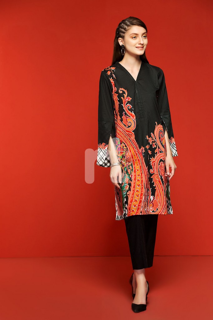 Black printed kurti design