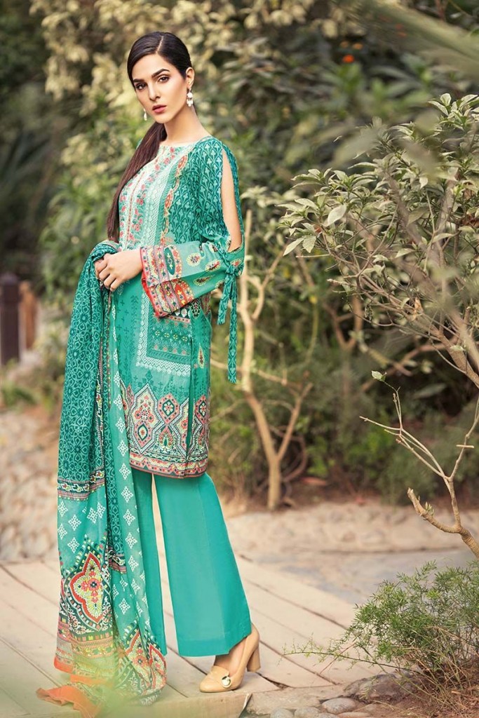 Green Lawn Printed Suit