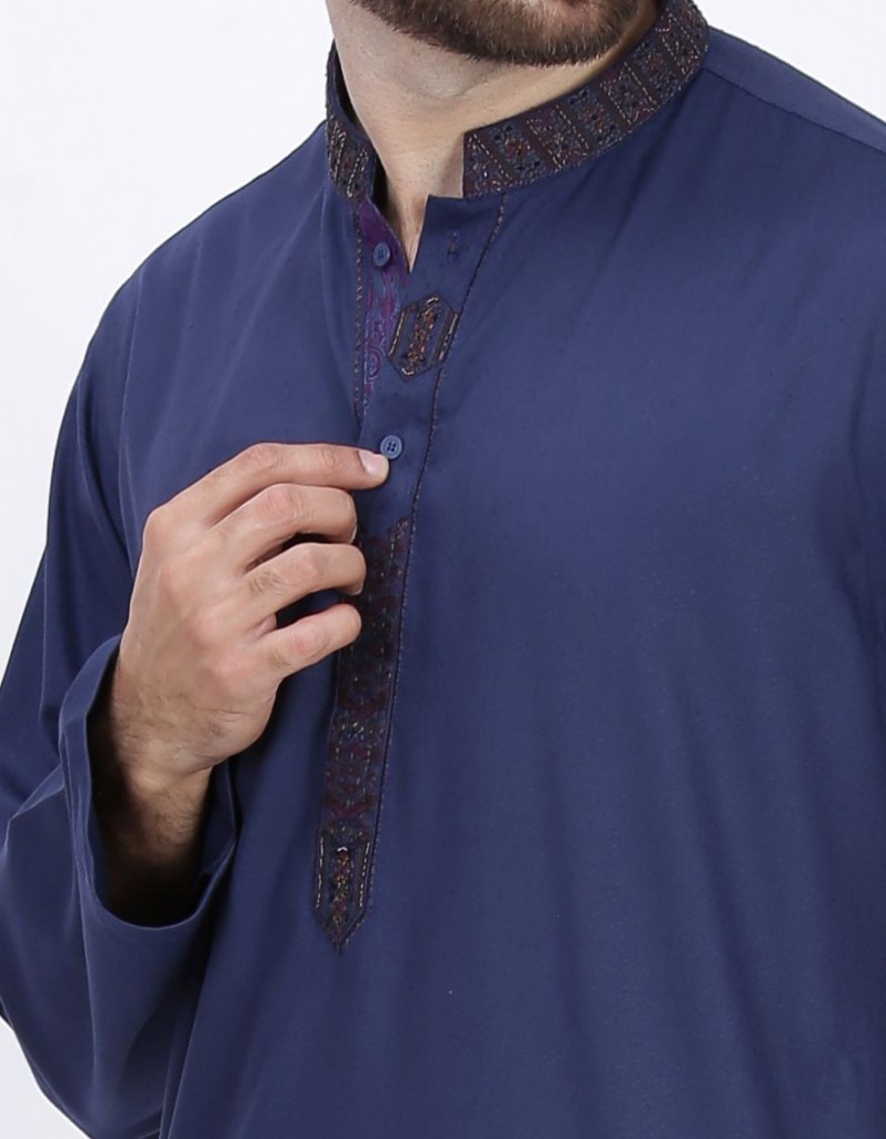 Navy Blue Kurta with Embroidery