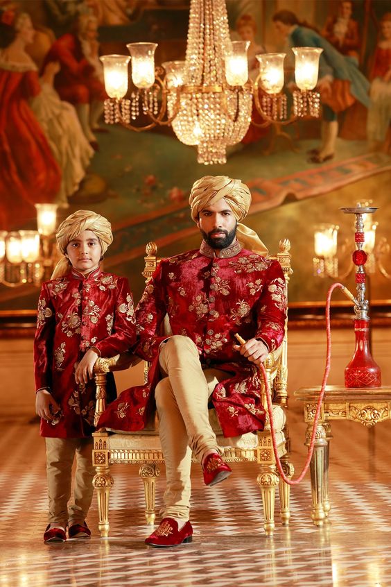 Red and Golden Sherwani design