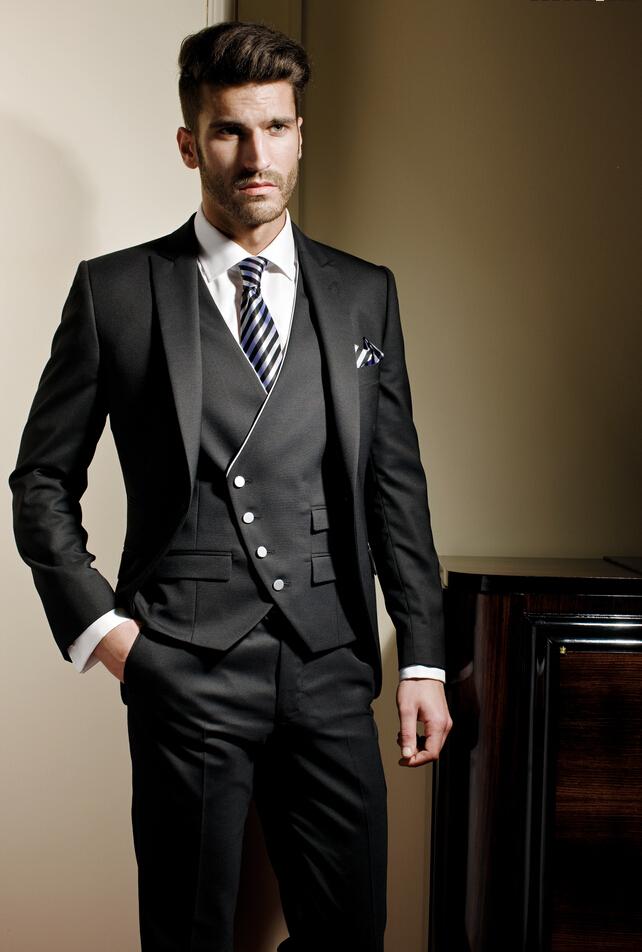 Black 3 Piece Suit for Groom