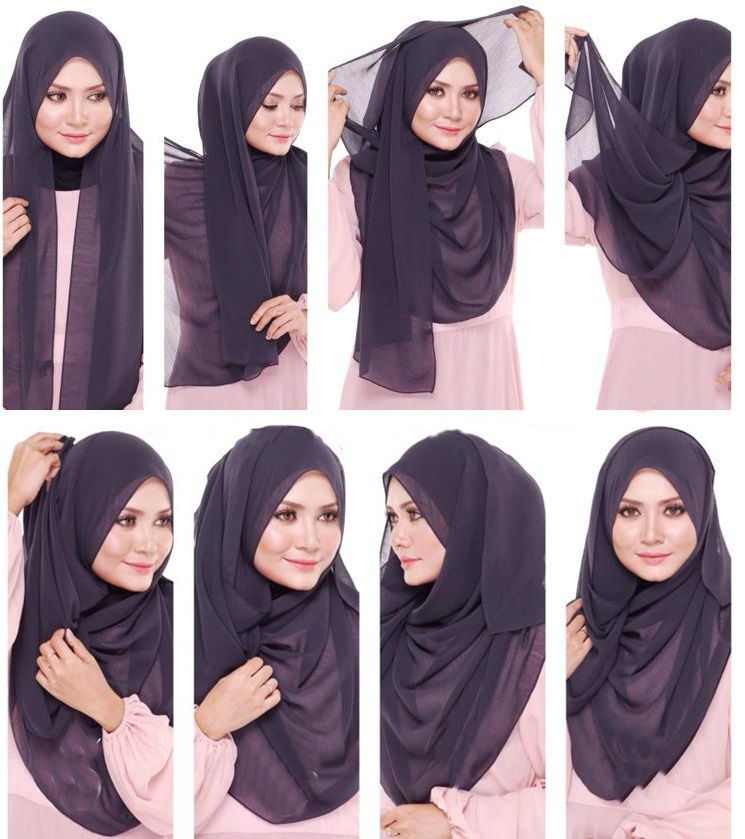 Black Chiffon Hijab Style