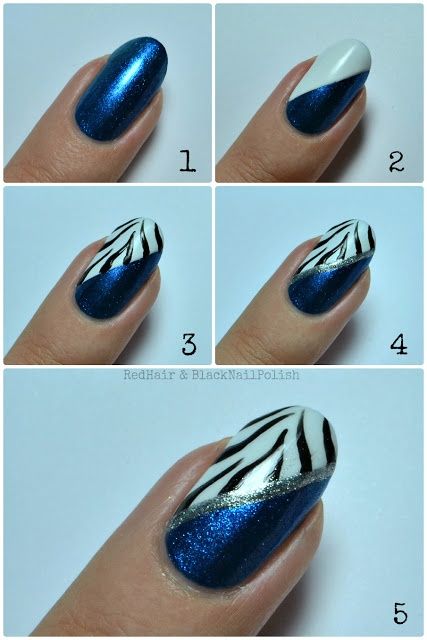 Blue Zebra Nail Design