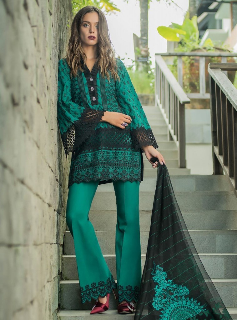 Green Kurti Style in Stitched