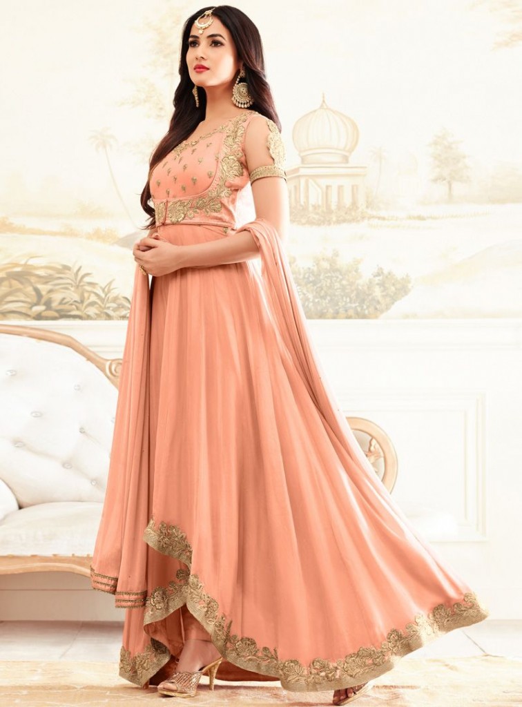 Peach Color Anarkali Dress
