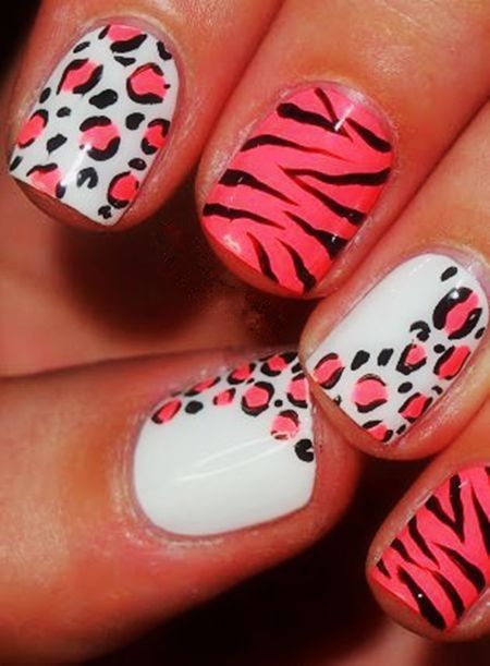 Pink Zebra Nail Art