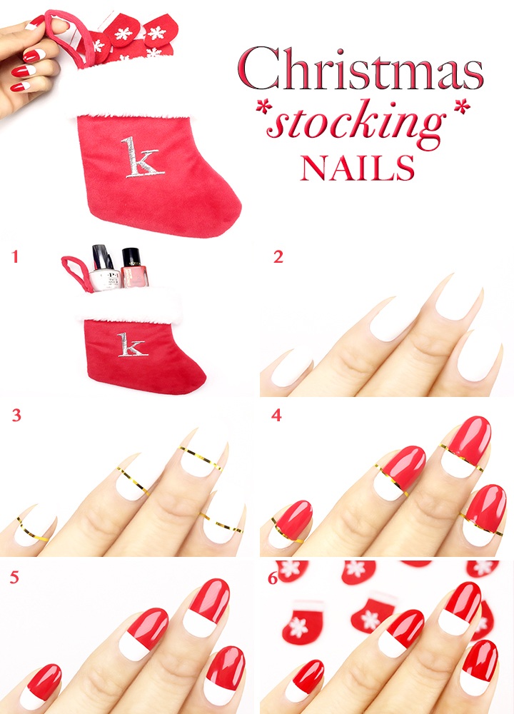 Red Christmas Stocking Nail Art