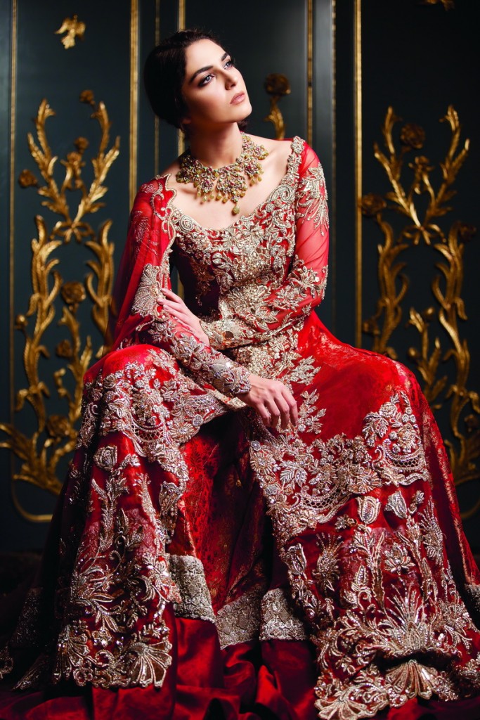 latest wedding wear red designer gown