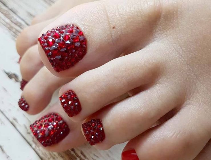 Red Ruby Pedicure Nail Art