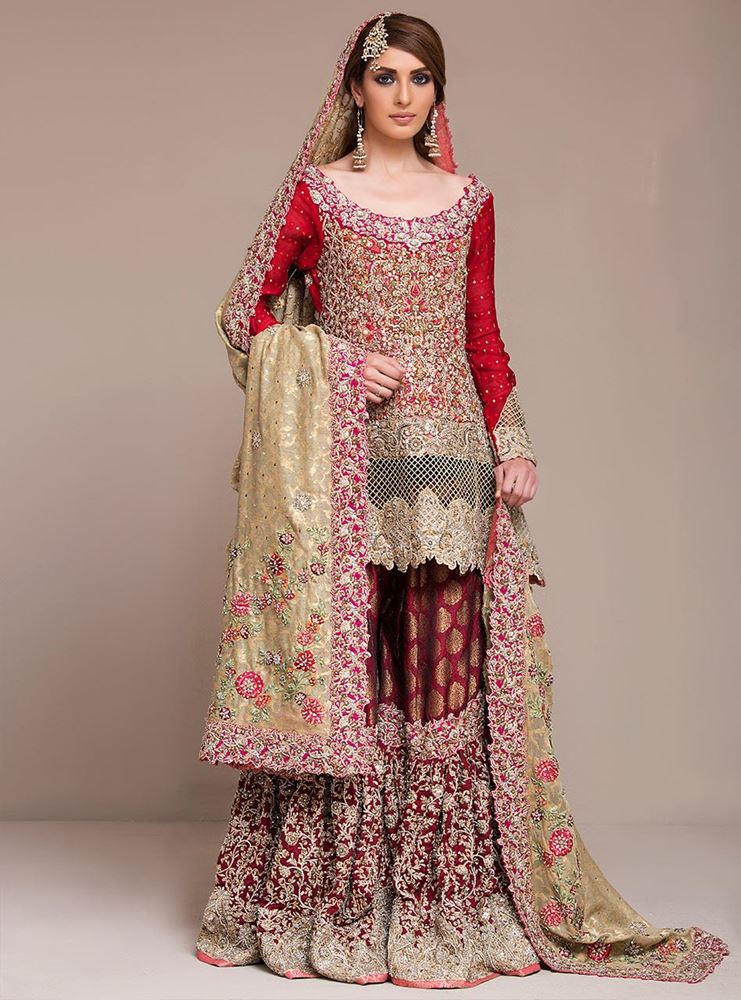 red color dress designs pakistani