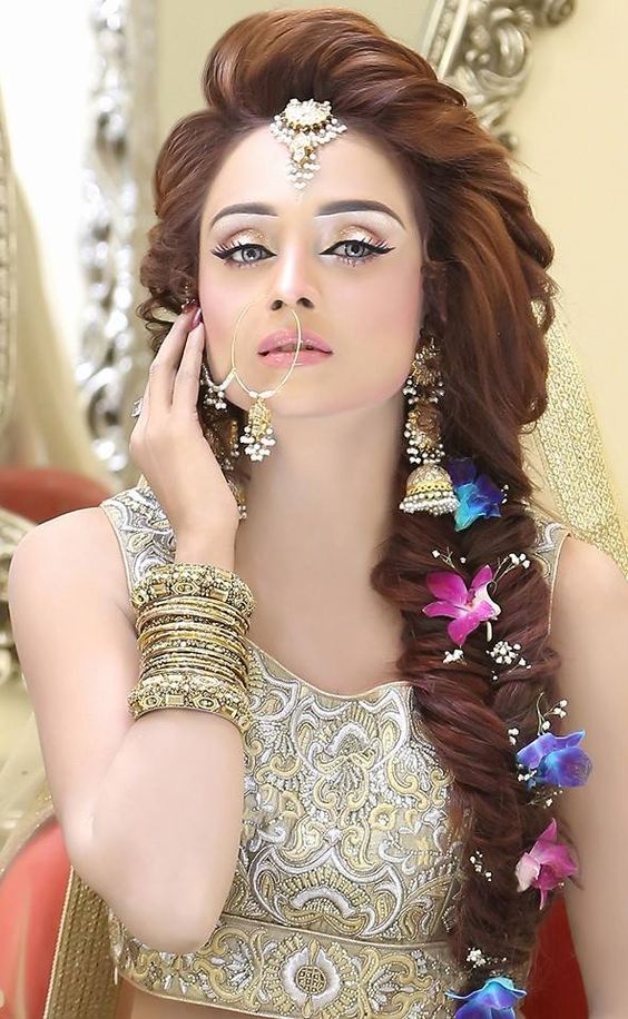 waleema style of hair for bride