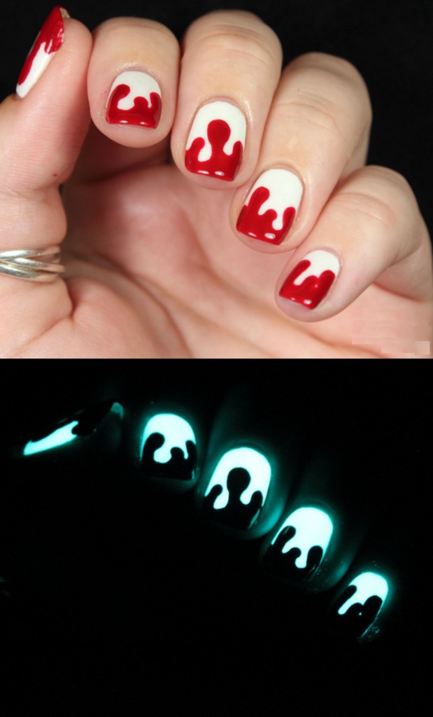 Dripping Glow Halloween Nails